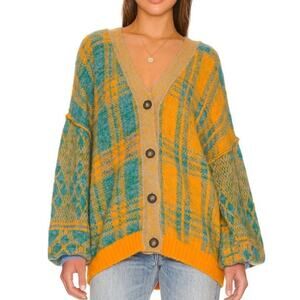 Free People Sepia Cardigan Oversized Sky Combo, Medium